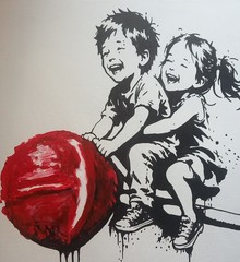 Original street art painting urban art canvas in Banksy style unique hand painted