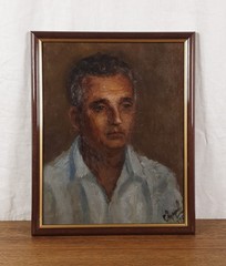 1958 Male Portrait Oil Painting Signed Mid Century Figurative Art