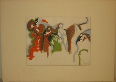 Vintage 1966 JOHN THOMPSON ‚Family Portrait‘ ABSTRACT EXPRESSIONIST Painting