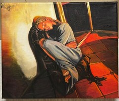 Original PIOT BREHMER ‚Woman Sleeping‘ CONTEMPORARY GERMAN REALISM Oil Painting