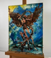 Oil painting It was as if an angel Had Descended V. Aksenov Original nAAA5016