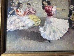 Vintage J Cerian „Flamenco Dancer Scene“ Oil Painting – Signed And Framed