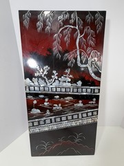 Vietnamese 4 Lacquer Piece Artwork 23”x11” each Rare