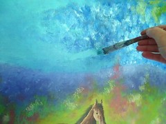 HORSE Canvas Painting „Cross the Stream“ 36″ x 53″ unstretched Steven G. Graff