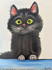 Original oil painting New 11 x 14 inches cute and sweet black cat