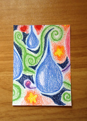 ACEO original art card graphic illustration 2.5 x 3.5 colored pencil „Whimsy #3“