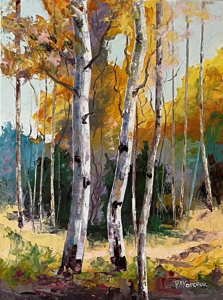 Original Oil painting of fall aspen forest in the Colorado mountains