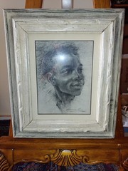 Ramon Kelley „Study of a Youth“ Charcoal on Paper 1966 Framed Signed Early Work