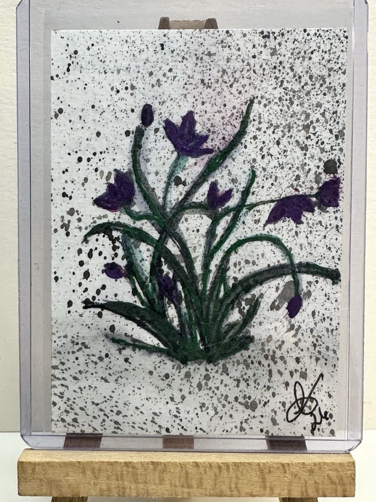 ACEO Artist Card Hand Painted Original Acrylic/Paper 2.5 in x 3.5 “Saffron”