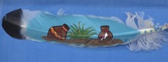 Hand Painted Feather Wall Art American West Indian Signed 17″x 13″