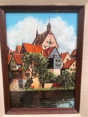 EUGENE SCHMIDT Original MODERN GERMAN LANDSCAPE BERGHEIM BLACK FOREST Ruhr River