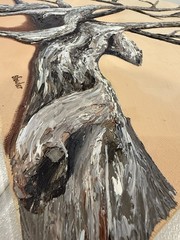 Original Real Tree Roots Canvas Painting Gnarled Branch Textured Oil Paint Decor