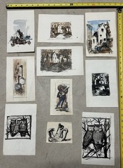 Qty 10 Pen & Ink/watercolor Artist Carlyle C. Browning 1950’s