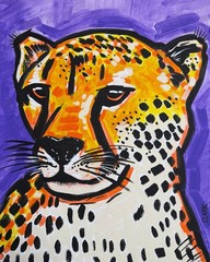 Vibrant Cheetah Portrait Acrylic Painting – 20×16″ Stretched Canvas
