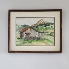 Vintage Charlotte Lang 1995 Original Watercolor Painting Mountain Landscape Art