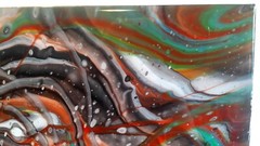 FLUID ACRYLIC POUR PAINTING – ORIGINAL ART 12 x 12 Cradled Wood – SEE VIDEO