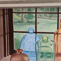 William Tompkins Modern Oil On Canvas Still Life Antique Bottles Painting 24X30