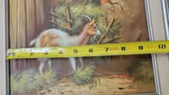 Kid Goat Painting Canvas 9.5×7.5 Site Stubbs Style Signed Wood Frame 12×15 Gvc