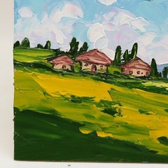 Landscape Art Original Italy Oil Painting Tuscany Countryside Wall Art Cloud 8×8