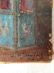 19thC Leonce De JONCIERES (1871-1952) Sedan Chair Interior Castle Versailles Oil