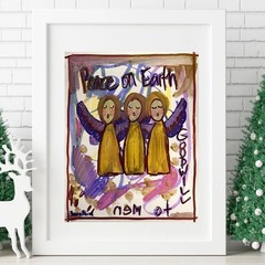 Expressive Colorful Acrylic 10 x 8 Painting on paper – Peace on Earth