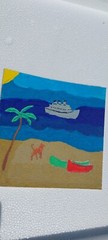 G.A.Titan Acrylic Painting IMPRESSIONISM Boat Seascape Boat Dog