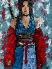 Geisha Original Art Woman Wall Art Japan Girl Oil Pastels Art Samurai Art Woman