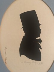 c1835 Antique Miniature Silhouette Shade Paper Cut Boy Portrait Signed