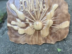 Bowling Wood Carving Multicolor Picture Woodworking 3D Handmade Wall Decor Bowle