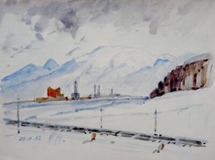 Herberts Mangolds – Winter landscape. 1965, paper, watercolor., 20.5×27.5 cm