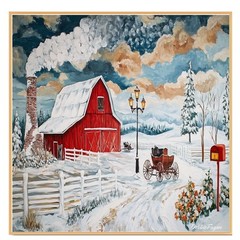Beautiful Art of Red Barn with White House Flat Rolled, Framed or Wrapped Canvas