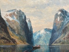 VINTAGE SIGNED KAARE STEEN NORWEGIAN FJORD LANDSCAPE OIL PAINTING ON CANVAS