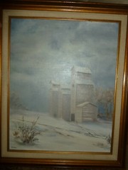 Canvas Oil ON BOARD Painting 1977 Alden „Waiting“ USA Artist Midwest 15×19″