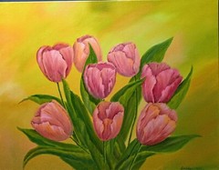 Art 14″/18″ Original oil painting, Flowers Stretched Canvas