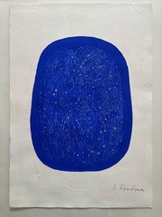 Lucio Fontana Original Painting Paper Blue Monochrome Italian Art Minimalist G47