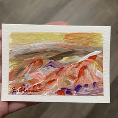 ACEO Original Painting Abstract Landscape Impressionism Acrylic on Paper