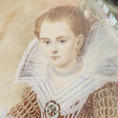 Antique Round Hand Painted and Signed Women’s Portrait in Original Frame.