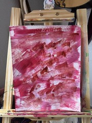Original 11×14 Red Abstract Paint Stroke Painting Signed Paper Fine Art