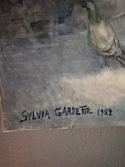 Sylvia Gardette 1982 Original Oil Painting Fountain Pigeons Signed Canvas