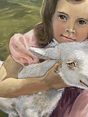 Original Utah Artist Joseph Francis Marion Wilson Painting – Girl with Lamb