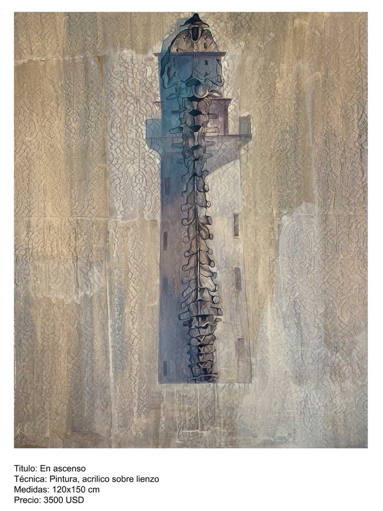 En ascenso by P. Signed Abstract Acrylic on Canvas Painting 120×150 cm