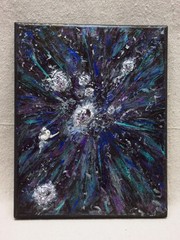 Original Abstract Painting on Canvas Crystals Space Wall Art „Nebula“