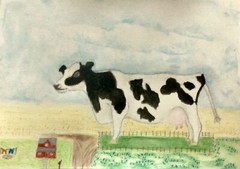 Original Watercolor Painting Texas Family Pet 5 x 7 by Addison