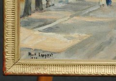 Original 1954 Oil on Board of European or South American Village by Ruth Leppert