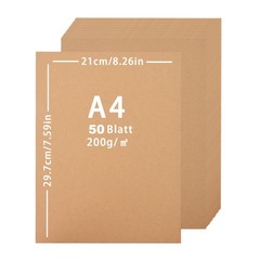 50pcs Kraft Paper A4 200g, A4 Card, Brown Craft Paper, 210 X297mm, Brown…
