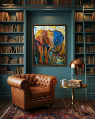 art 756 original oil painting canvas 39.37×31.5 in 100×80 cm Elephant animals