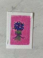 ACEO Original Floral Oil Pastel ATC – by Smlldog
