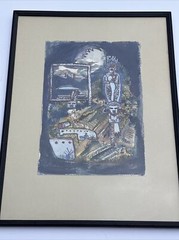 MID CENTURY PAINTING NATIVE AMERICAN INDIAN TRIBAL JANET SHOOK LACOSTE FAMOUS