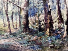 Turn of century Watercolor Cayuga Lake Percy Gray 1869-1952, listed NY/CA artist