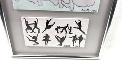 Vintage Abstract Modern Art Tile Painting Dancers Signed Lucille